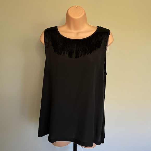 Banana Republic Women's Top Medium Black Sleeveless Tassles Coachella Su… - Picture 9 of 9